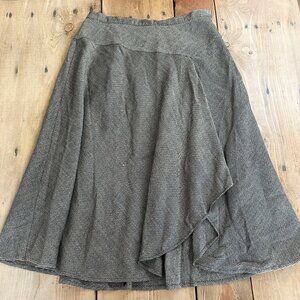 NWT Coldwater Creek Tweed Maxi Skirt PM Ruffle Slit‎ Lined Brown